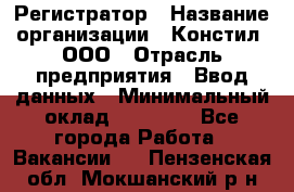 Регистратор › Название организации ­ Констил, ООО › Отрасль предприятия ­ Ввод данных › Минимальный оклад ­ 22 000 - Все города Работа » Вакансии   . Пензенская обл.,Мокшанский р-н